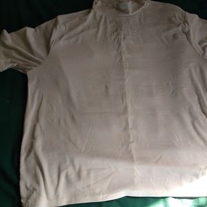 White shiny turtleneck, short sleeve. Size 3X.
